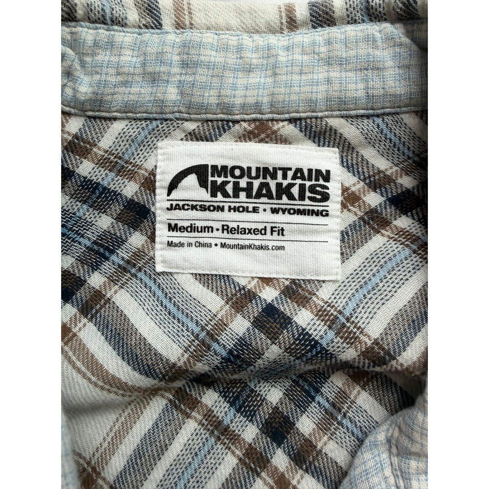 Mountain Khakis Mens Plaid Western Button Down Shirt Blue Brown Relaxed Fit M - Picture 3 of 11